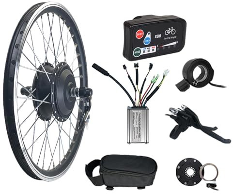 ELIKBH 36V 350W Bike Front Wheel Conversion Kit Bike Motor Kit Brushless Gear Motor Electric Bicycle Kit KT- Controller 130X Throttle KT-BZ-4(8) Assist PAS Mountain/Road Bike Kit