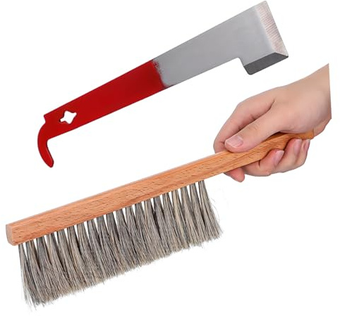 Levemolo 1set Beekeeping Tool Kit Hive Tool Hook Soft Brush for Easy Bee Hive Cleaning Ergonomic Design for Comfortable Use Essential Bee Supplies for Beekeepers