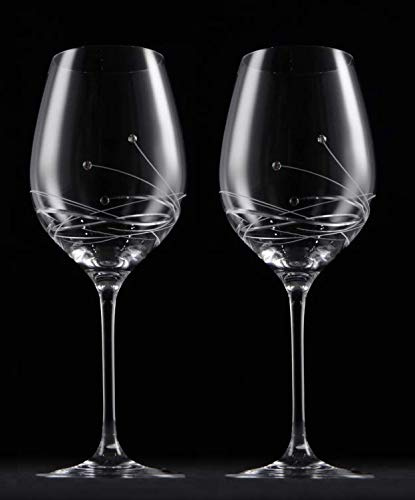 mydielkaren Crystal Rotweingläser, handgeschliffen, dekoriert, Feuer, 470 ml, 2 Stück