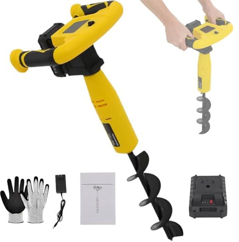 Cordless Electric Auger Post Hole Digger with Reverse Function - Portable Drill Bit for Gardening, Farming & Planting - Battery & Charger Included