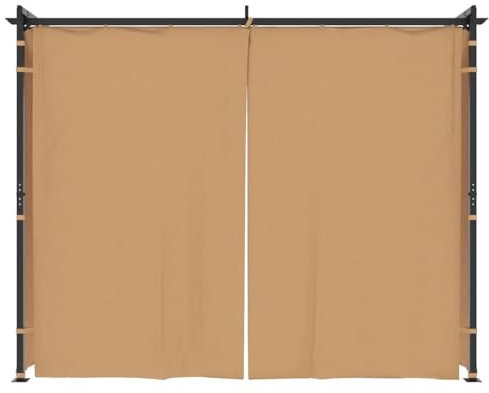 Tente de garage, abri, carport, tonnelle avec rideaux, 3 x 3 m, en acier taupe, pour jardin, événements, festival, fête