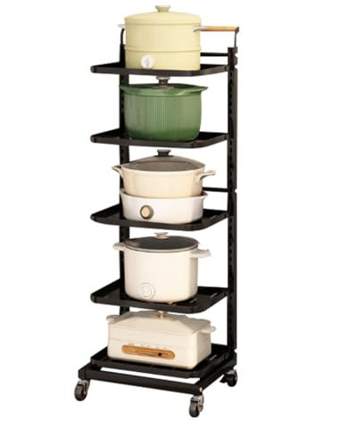 ErZhuiZi Pots And Pans Organiser Kitchen Counter Shelf for Plates Pot Lid Holder While Cooking Pan Racks for Kitchen Drawer,Black-5 * 5boards