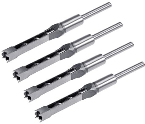 sourcing map 4pcs Square Hole Drill Bit 1/2(12.7mm) High Carbon Steel Hollow Mortiser Auger for Woodworking Carpentry Mortise Tenon Machine