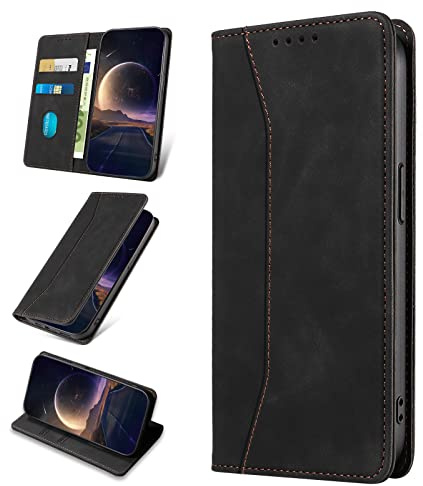 KANVOOS Handyhülle für Honor Magic 7 Pro 5G Hülle, Premium PU Leder Flip Klappbar Stoßfeste Schutzhülle [Kartenfächern], Wallet Case Hülle für Honor Magic 7 Pro 5G (Schwarz)