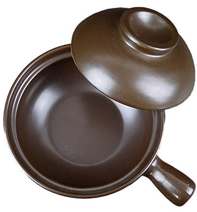 SUNMME Cacerola de cerámica Redonda Resistente al Calor, Olla de Barro, Sopa de Barro con Tapa y asa, Utensilios de Cocina saludables para cocción Lenta, Color marrón Caliente, 1.05 Cuartos