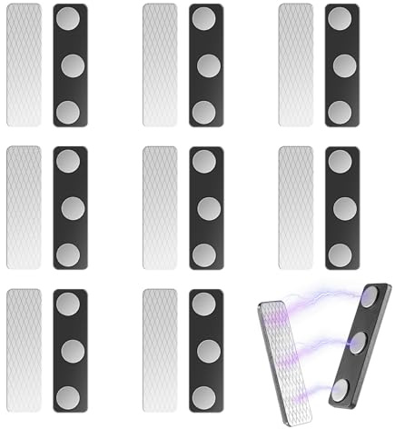 YHTCC 8 Pairs Curtain Magnets 45×13mm Blackout Curtain Clips | With Adhesive Magnets For Window Blinds & Blackout Curtains, No Drilling, Strong Hold And Easy Installation