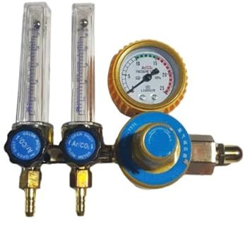 SRKATI Gasregler Argon-Gasregler, 0–25 MPa, Manometer, 0–25 l/min, CO2, Helium, Stickstoff, G5/8, G3/4, W21,8, CGA, Schweißdurchflussmesser cherheitsventil(Double)
