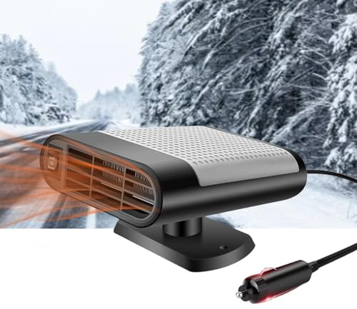 Berelin Car Heater Defroster, Portable 12V 150W Defogger Demister Fan with Brackets, 2 in 1 Car Heater & Cooling Car Fan Plug-in Cigarette Lighter Winter Automobile Heater for Cars (Square-C)