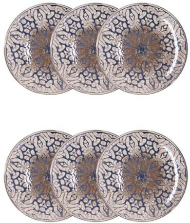 Bidasoa Set de 6 platos llanos Deneb Hydrozero de porcelana 25 cm | Marrón, Porcelana, formato redondo, acabado brillo, 25 cm, 6 piezas, apilable, apto para microondas