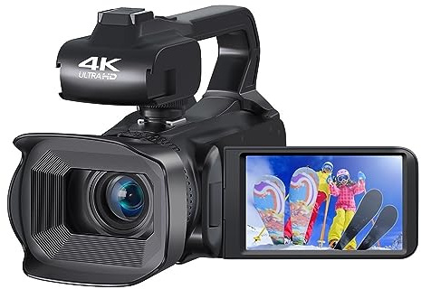 ZGJIAJU 4K 60FPS Digital Camcorder 64MP Video Camera Live Stream Webcam 4.0 Touch Screen Vlog Recorder 18X Zoom Camera(NO SD Card)