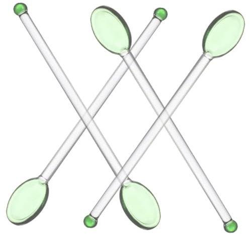 iplusmile Cucharas De Vidrio Transparentes Resistentes Al Calor, Juego De 4 Piezas, Mango Largo Ergonómico, Multifuncionales Para Café, Postres y Leche, Utensilios De Cocina Versátiles