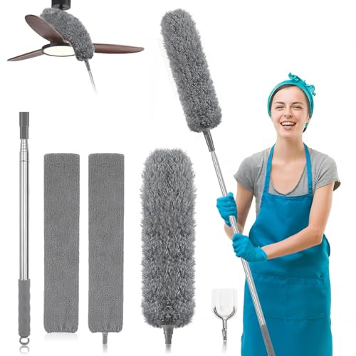 Zikenis 6 Pezzi Spolverino per Polvere,Allungabile 245cm,Togli Ragnatele,Spolverino Microfibra Lavabile,Adatto per angoli,ragnatele,Ventilatori,soffitti