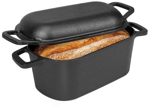 GFTIME 3.6QT - Molde para pan con tapa, sartén de hierro fundido holandés para hornear pan