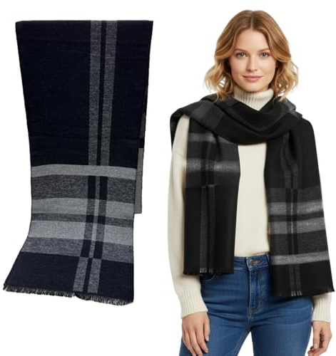 QhgPnt Mens Scarf Winter, Black Scarf for Men, Soft Fleece Scarfs, Neck Scarfs for Men, 30CM x 180CM, Stylish and Warm Accessory