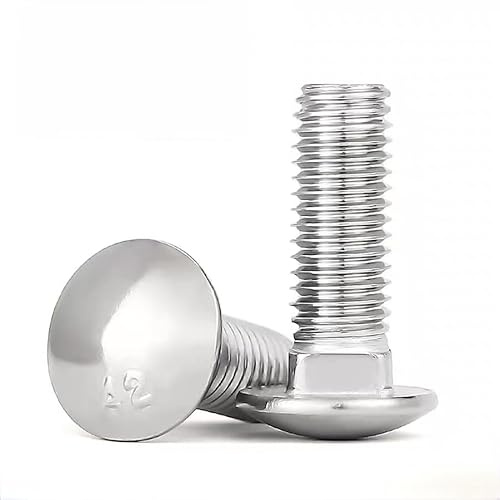 Schlossschraube M4 x 16 mm, Edelstahl V2A VA A2, DIN 603 / ISO 8677, Flachrundkopf mit Vierkantansatz, Vollgewinde, 20 Stück