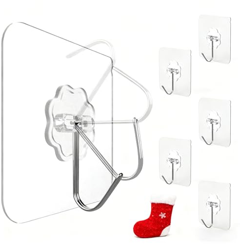 Menz Klebehaken extra-stark - 6er-Set selbstklebende Haken transparent mit je 10 kg Tragkraft, 180° drehbare Kleiderhaken selbstklebend, Wandhaken selbstklebend für Küche, Bad, Deko