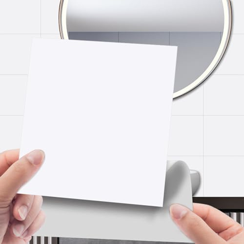 LUPATDY 48 Pièces Credence Adhesive Pour Cuisine Blanc, Stickers Muraux 15 x 15 cm, En Vinyle Imperméable, PVC Autocollant Mural Pour Cuisine, Salle à Manger, Salle de Bain