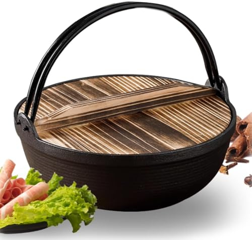 Marmite En Fonte, Cocotte En Fonte Avec Couvercle, Robuste, Pour Bouillir, Mijoter, Faire Sauter, Marmite À Soupe, Camping, Noire(Diameter 19cm)