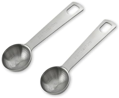 2 Pcs Teaspoon Measuring Spoons, 2/3 Tablespoon, Stainless Steel Single Long Handle Scoop for Measuring Coffee Grains Protein Spices Dry Goods