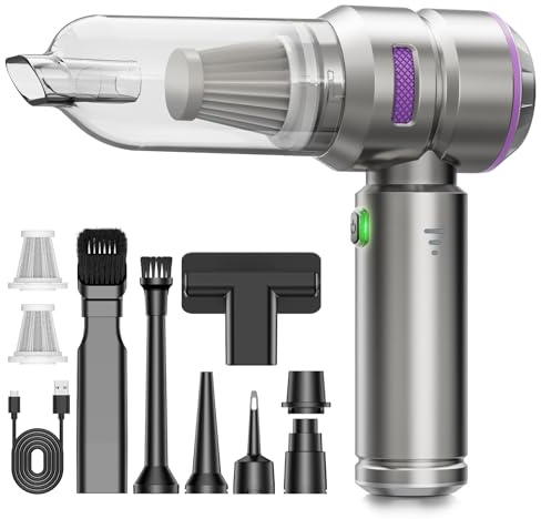 KITBEZN Aspirador de Mano, 26000PA Aspiradora de Mano Sin Cable, 4 en 1 Aspirador de Coche Potente, 3 Niveles Aspirador Coche con Motor sin Escobillas para Casa/Coche/Pelo de Mascota