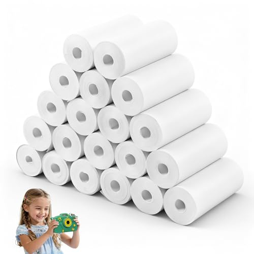 Carehabi Thermopapier 20 Rollen Kinderkamera 57 x 25mm Thermopapier Kinderkamera Mini Drucker Aufkleber für Notizen Fotodruck Notizen Preisschilder