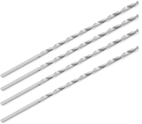 4-Pack 200mm Extra-Long HSS Drill Bits Set for Metal, Wood, Plastic & Stainless Steel – 2mm/3mm/4mm/5mm/6mm/7mm Straight Shank Twist Bits