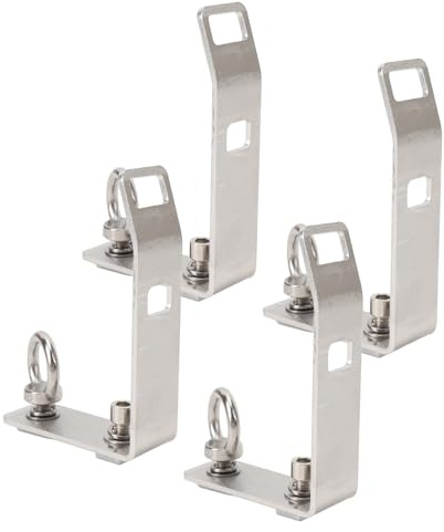 KKPLZZ 4pcs Load Stops, 304 Stainless Steel T Slot Truck Cross Bar with Hooks and Closure Loops, for Ladder Firewood Skis Kayak Roof Rack Accessories
