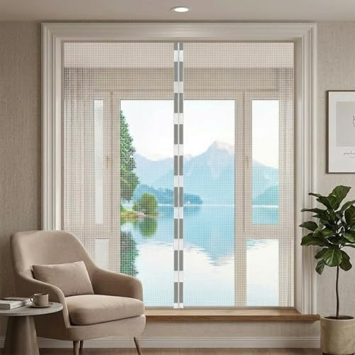 Zanzariera Magnetica Per Porte Finestra Rete In Fibra Di Vetro 50-150cm, Tende Zanzariere Con Calamita Per Finestre, Zanzariere Magnetiche Balcone, Si Chiude Da Sola(White,130x140cm)
