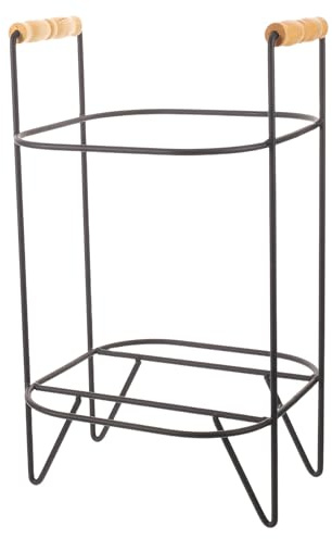 SOLUSTRE Soporte Ergonómico para Barril de Cerveza y Dispensador de Bebidas Patas Antideslizantes de Hierro y Madera para Eventos de Catering y Camping