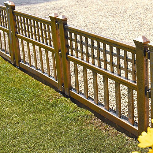 Parkland® Plastic Fence Panels Garden Lawn Edging Plant Border Landscape (Pack of 4, Bronze)