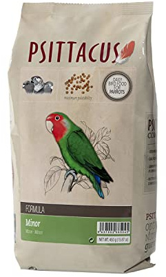 Psittacus Minor 450 g | Mangime completo per Agapornis, Forpus e Pyrrhura | Alimento premium per uccelli, 100% no-GMO
