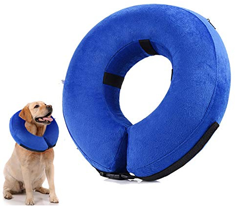 Collar de recuperación Inflable para Perros, Cono de Cuello isabelino Ajustable para Mascotas Recuperación de cirugía o heridas (L)