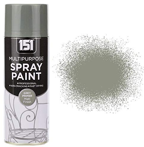 400ml Professional Quality Fantastic Finish All-Purpose Interior Exterior Household Spray Paint for Wood Metal Plastic Ceramics & More (Grey Primer Matt)