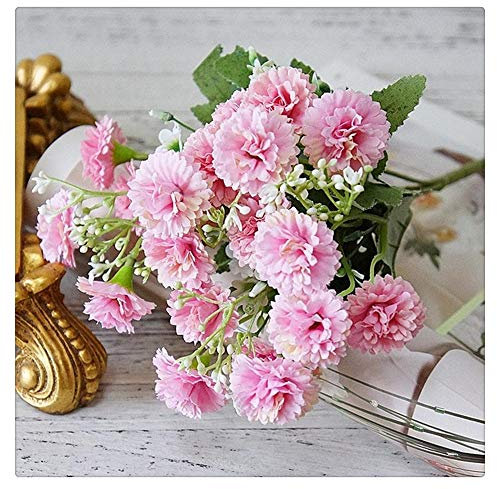 Lmy0624 Flores Artificiales Flores Artificiales De Color Lila Otoño Blanco Pequeñas Flores De Seda Falsas Ramo Decoración para El Hogar Fiesta De Navidad Decoración De La Boda 5 Piezas 30cm