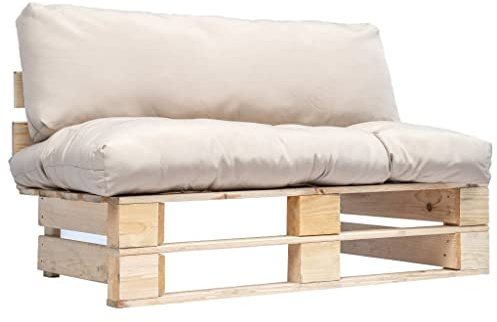vidaXL Outdoor-Sofa Paletten mit Kissen in Sandfarben Kiefernholz