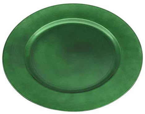 Aurora Store 12 Sottopiatti Bordo liscio Verde smeraldo in plastica Rigida Bordo Liscio Tondo 33 cm Natale cenone sotto Piatto Natalizio Capodanno Natale Cena Aperitivo