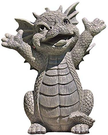 Lewpox Gartendeko Statue, Harz Drachen Statue,Yoga Drache,Glücksdrache,Drache Garten Figur,Ornamente für den Garten,Terrasse, Vorgarten,Rasen