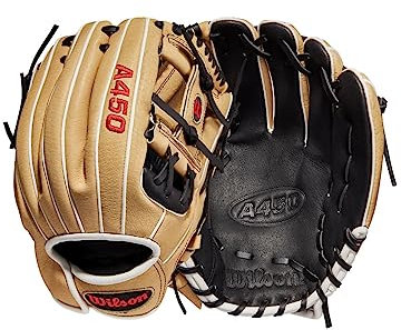Wilson Unisex, Teenager A450 Baseballhandschuh, Schwarz/Blond, 29 cm