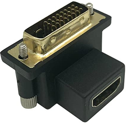 Dafensoy 90 Degree Down Angled DVI to HDMI Adapter,Gilded DVI Male to HDMI Female,for Computer & HDTV & Graphics Card,Projector