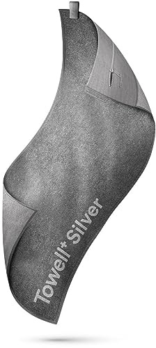STRYVE Sporthandtuch – Das Original – Towell+ Silver – Silver Grey – 105 x 42,5 cm – Magnetclip & Rutschschutz – Antibakterielles & Geruchshemmendes Sporthandtuch – Ideales Handtuch fürs Gym