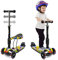 Kinder Roller|Tretroller Kinder mit Abnehmbarem Sitz | Höhenverstellbarer Kinderroller mit Leuchträdern Kinderscooter für Jungen und Mädchen (Graffiti)