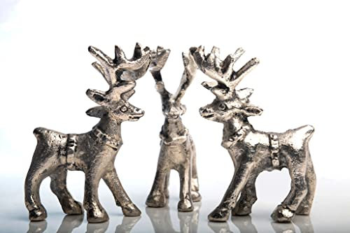 Wonder Care Figurine de Renne de Noël | Décorations d'intérieur | Cerf de Noël Debout | Statue de Table | Figurines Miniatures de Renne | Collection Or, Argent et cuivre (1 pièce chacune)