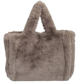 Ulisty Damen Herbst Winter Groß Plüsch Tragetasche Flauschig Henkeltasche Hobo-Tasche Handtasche braun