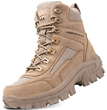 5.AA B22 Stivali Militari Uomo Stivali Tattici Esterni Stivali Leggeri e Traspiranti da Combattimento Scarpe da Lavoro di Sicurezza Durevoli Giallo deserto 46 EU