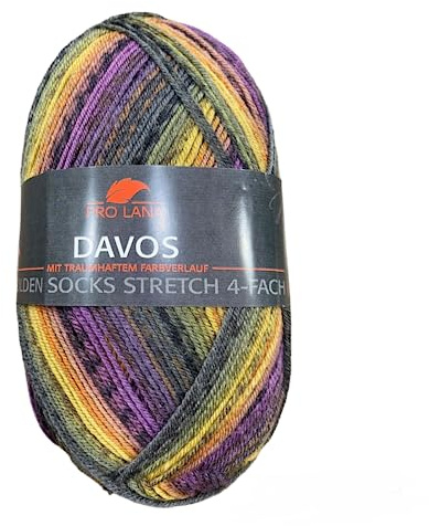 Pro Lana Golden Socks Stretch Davos 39007 - Lila/Gelb/Orange/Anthrazit/Braun