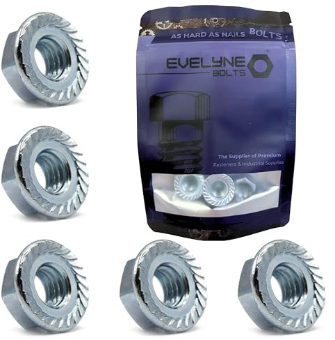 M8 Serrated Flange Hex Nuts - 8mm Steel (5 Pack)