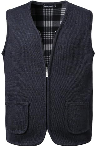 Herothorn Hommes Gilet Pull Veste Tricoté Chandail sans Manches Gilet Loisirs d'affaires avec col en V avec Boutons Cardigans Maille Torsadée Pull-Over Débardeurs