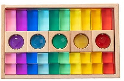 Ronyme Stapelspiel Regenbogen Acryl Edelsteinwürfel, Regenbogen-GEM-Würfel Bausteine, Glatt Stapelspiel Würfelblöcke Bausteine-Set für Kinder, 35 Stück, Mehrfarbig-35 Stück
