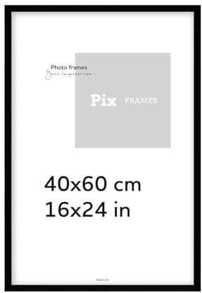 Pix FRAMES Bilderrahmen 40x60cm - Holz Fotorahmen - Schwarz | Holzbilderrahmen mit Plexiglas - Bilderrahmen Holz zum Aufhängen - Wooden Picture Frame - Photo Frame zum Aufstellen