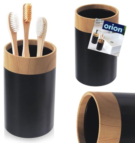 orion group Zahnputzbecher Zahnbürstenhalter Becher für Zahnbürste und | Zahnpasta schwarz 7,5x11,5 cm